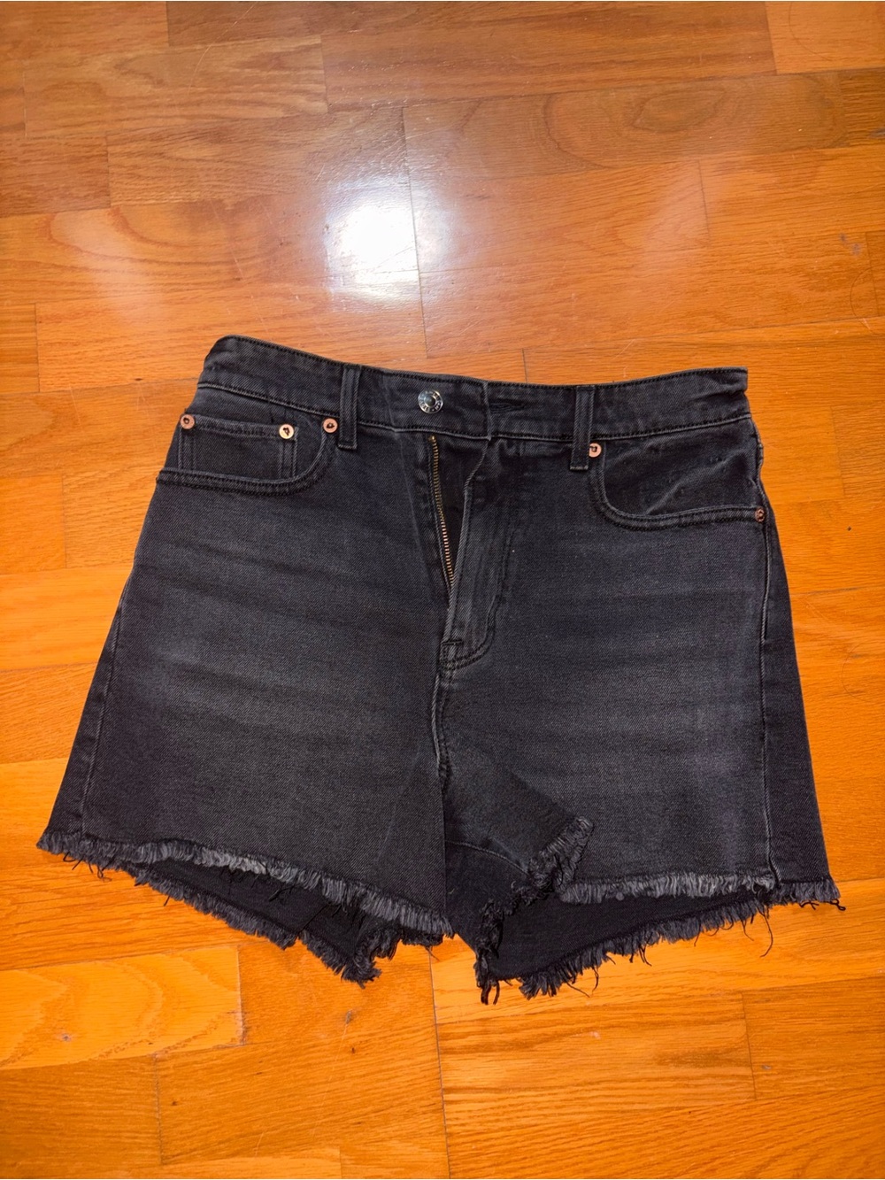 American Eagle Outfitters Black Raw-Hem Denim Shorts